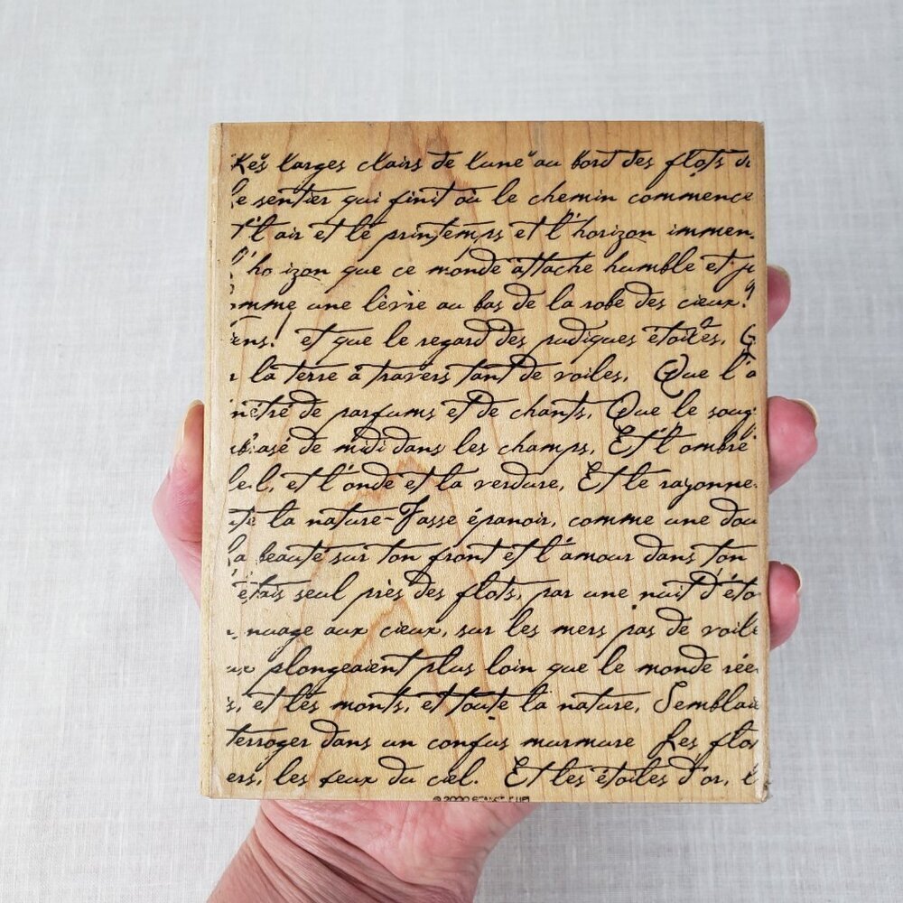 Stampin Up Large Stamp 5x6 French Script Handwriting Cursive Vintage Y2K